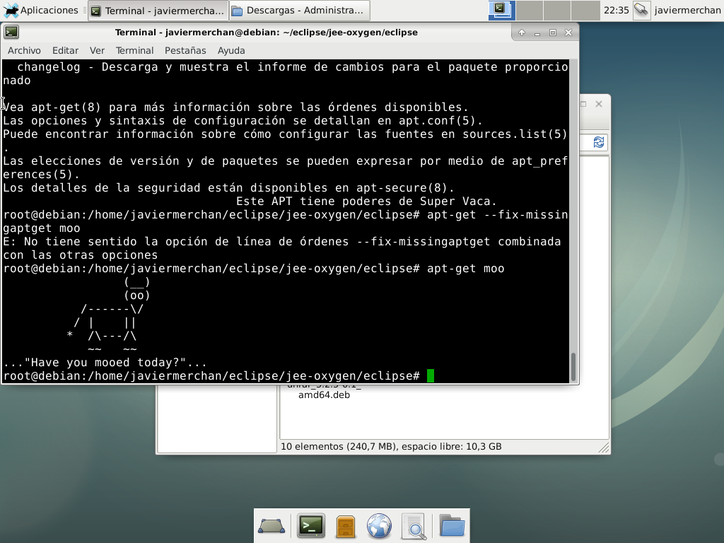 Captura de pantalla de Linux Debian